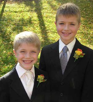 Young brothers with sharp boutonniers